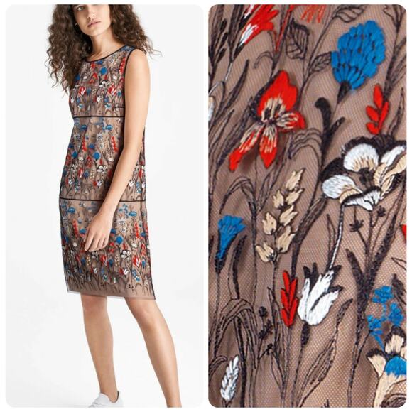 Wolford Wildflower Sleeveless Sheer Embroidered Sheath Dress Women's US Size 4 - Picture 1 of 16